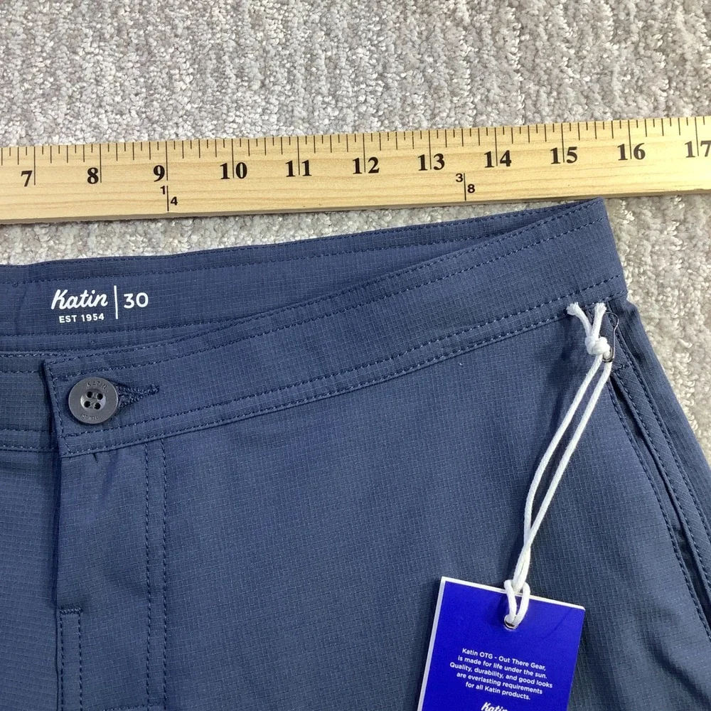 Katin Wonderer Hybrid Trunk Indigo Blue Ripstop Shorts Mens Size 30 NWT‎